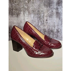 Michael Kors Buchanan Croc Leather Pumps in Dark Cherry Size 8M New (155)